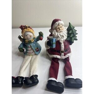 GANZ Christmas Winter Snowman Vintage Decor Sitting Lots Of 2 Dangle Legs Figure